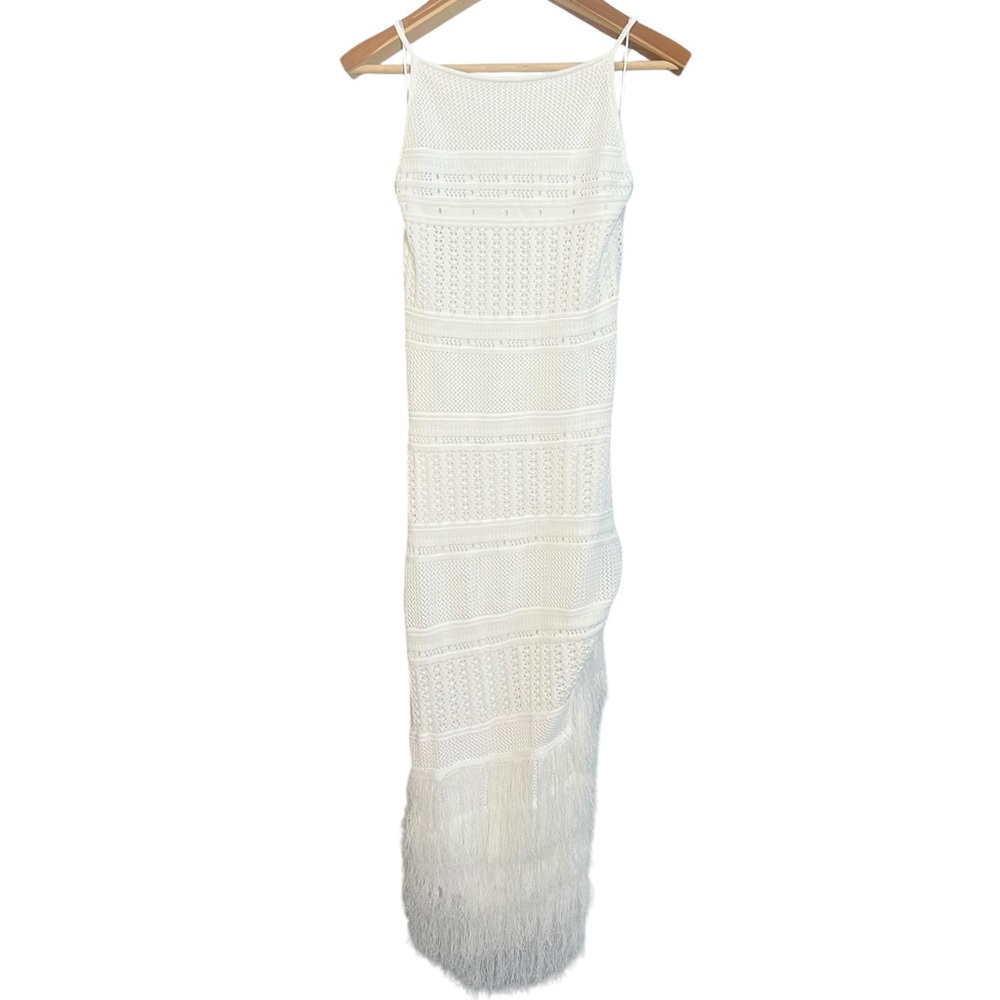 Torn by Ronny Kobo White Yuna Fringe Dress size Xsmall - Picture 10 of 11